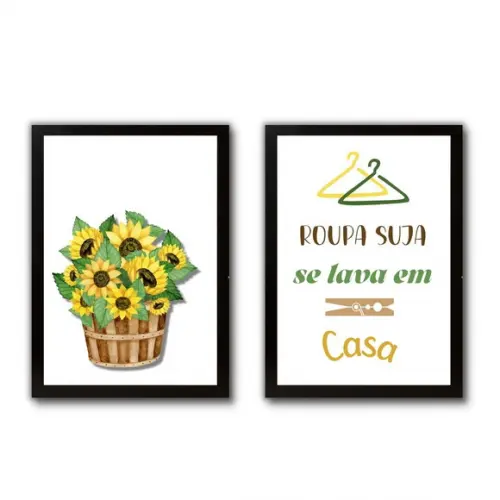 Quadros Lavanderia Decoração Moldura e Vidro Frase Divertida