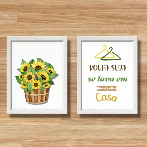 Quadros Lavanderia Decoração Moldura e Vidro Frase Divertida