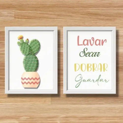 Quadros Lavanderia Decoração Moldura e Vidro Frases Humor