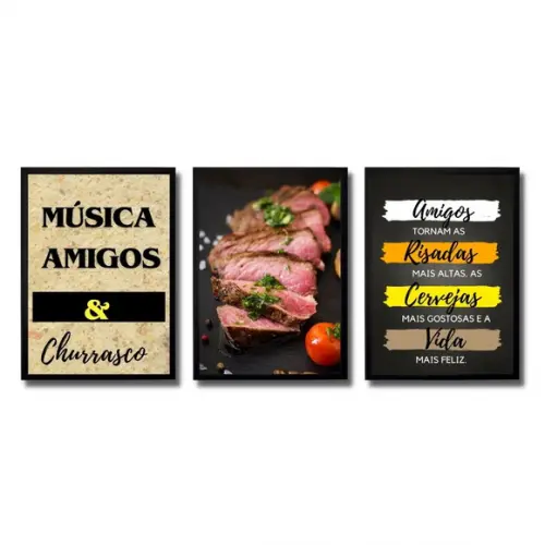 Quadros para Area de Churrasco com Vidro 30x40 cm