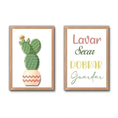 Quadros Lavanderia Decoração Moldura e Vidro Frases Humor