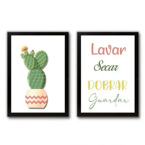 Quadros Lavanderia Decoração Moldura e Vidro Frases Humor