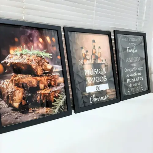 Quadros para Área Externa Churrasco com Vidro 30x40 cm