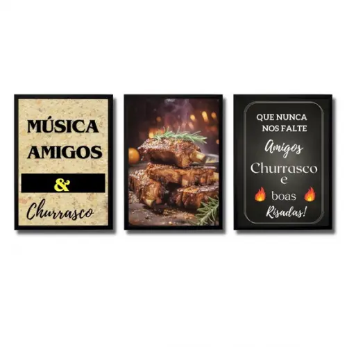 Quadros para Churrasqueira com Moldura e Vidro 30x40 cm