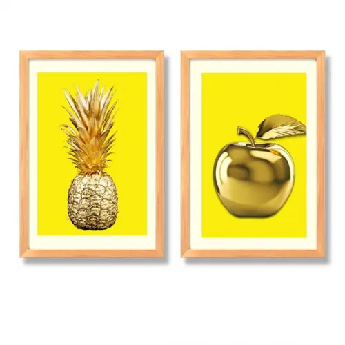 Quadros para Cozinhas Modernas Abacaxi Maçã 33x43cm
