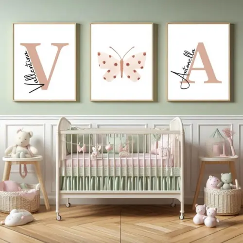 Quadros para Quarto Compartilhado Menina Rosa Personalizado