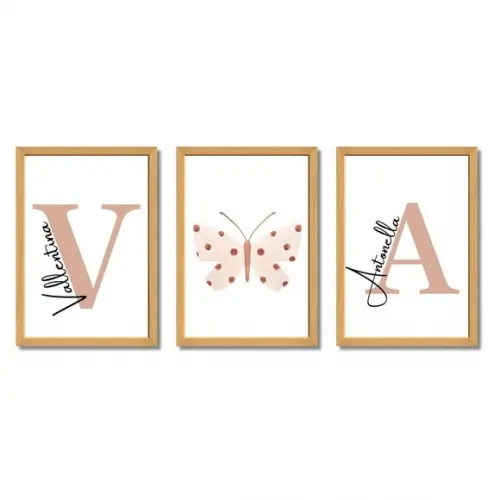 Quadros para Quarto Compartilhado Menina Rosa Personalizado