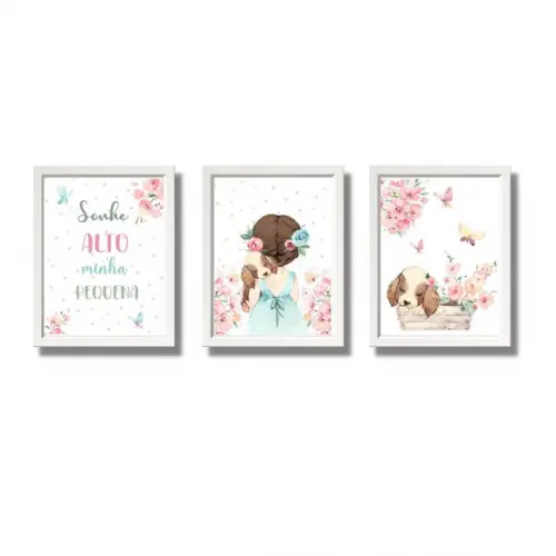 Quadros para Quarto de Menina Aquarela Sonhe Alto 30x40 cm