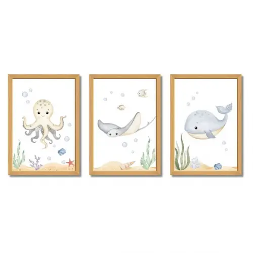 Quadros para Quarto Montessoriano | Fundo do Mar Aquarela