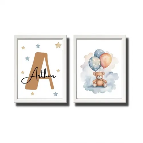 Quadros para Quarto Infantil Urso Fofinho Personalizado