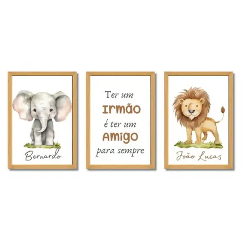 Quadros Quarto de Menino com Frase Irmãos Moldura e Vidro