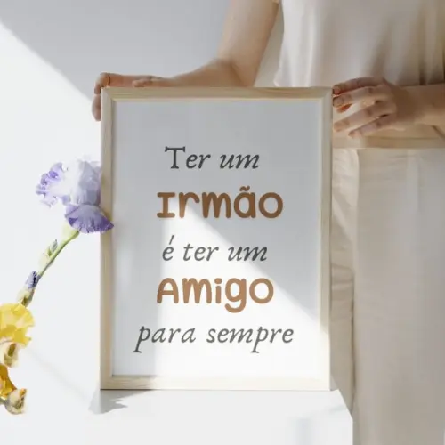 Quadros Quarto de Menino com Frase Irmãos Moldura e Vidro