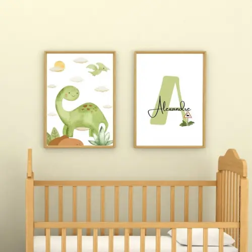 Quadros Quarto de Menino Infantil Dinossauro Personalizado