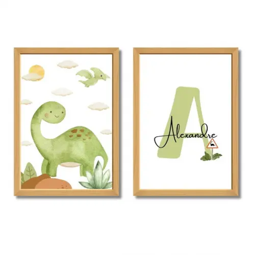 Quadros Quarto de Menino Infantil Dinossauro Personalizado