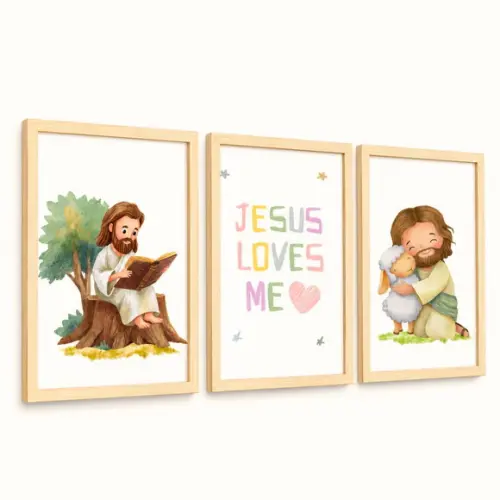 Quadros Religiosos para Quarto de Bebê Moldura com Vidro