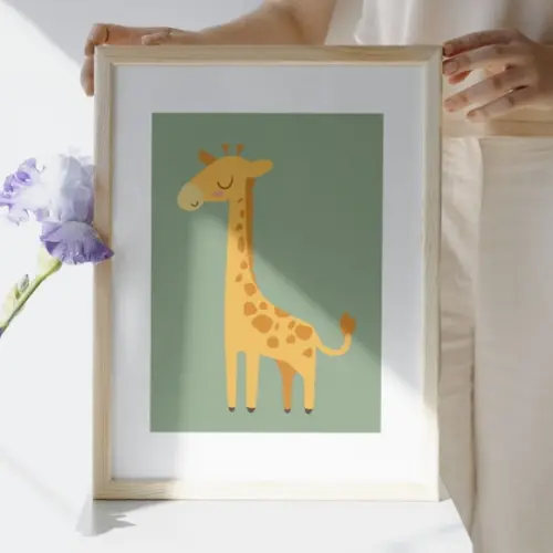 Quadros Safari Bebê com Moldura e Vidro Seguro 23x33 cm