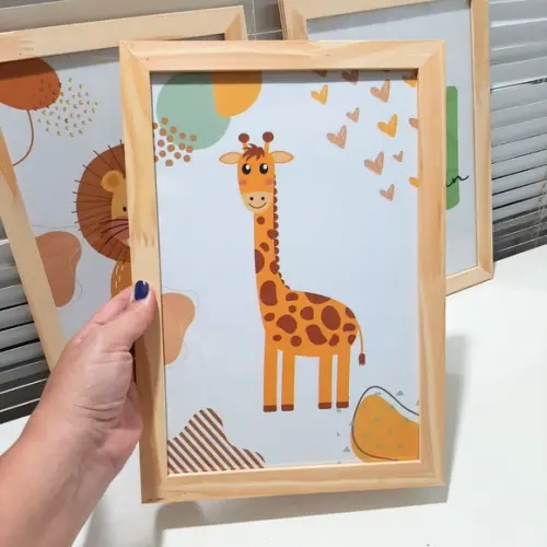 Quadros Safari Infantil Minimalista Personalizado 33x43 cm
