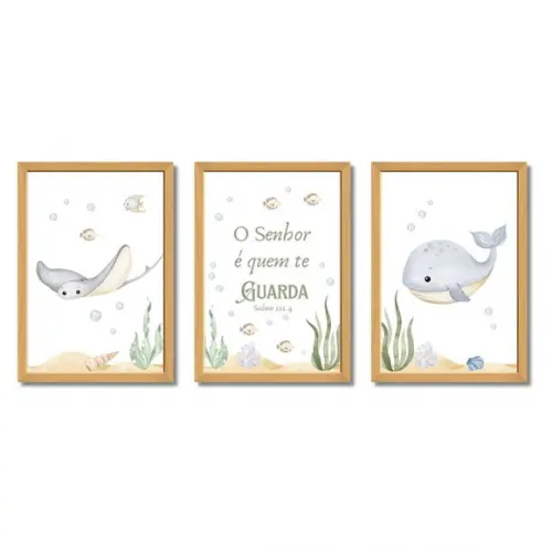Quadros Temáticos Infantis | Fundo do Mar Frase Bíblica