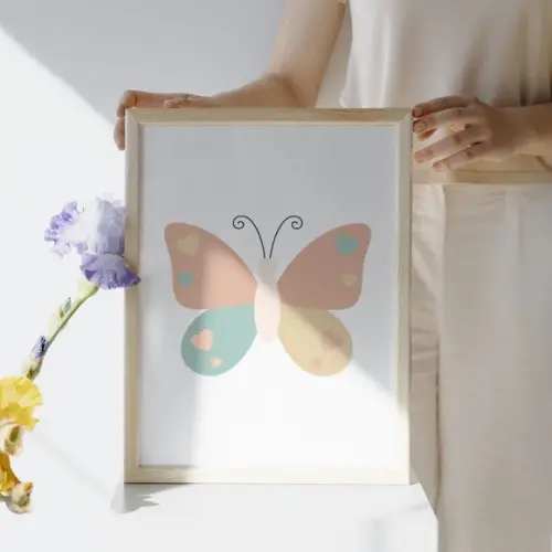 Trio Quadros Borboleta com Nome Quarto Menina Moldura/vidro