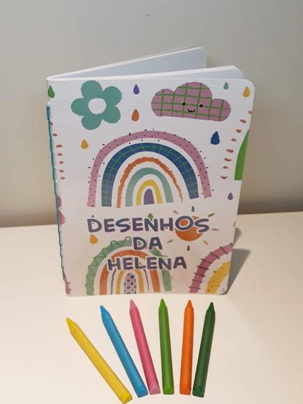 Caderno de Desenho Infantil Personalizado Arco-íris