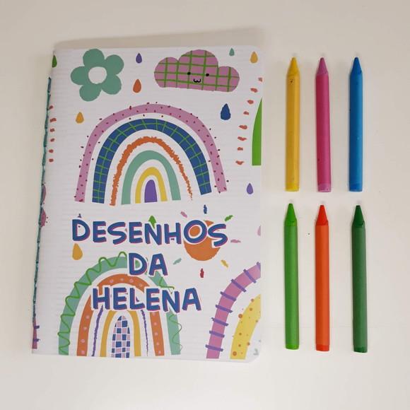 Caderno de Desenho Infantil Personalizado Arco-íris