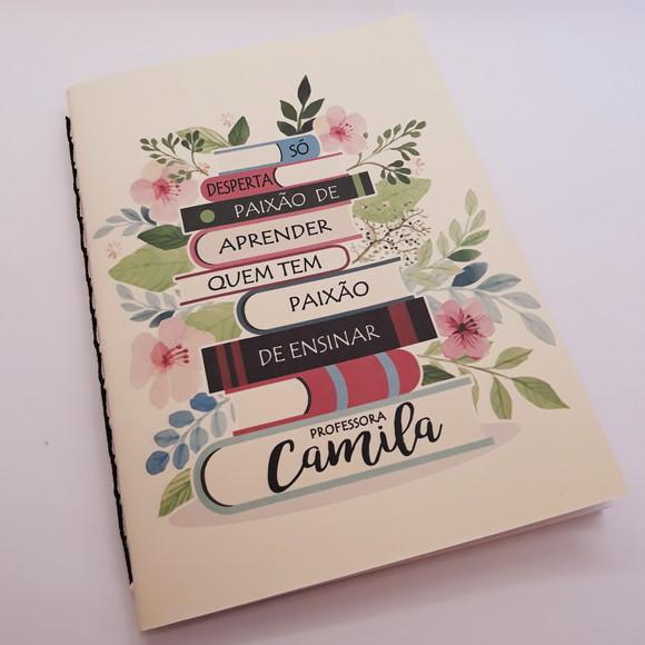 Caderno Personalizado Professor Livros e Flores A5