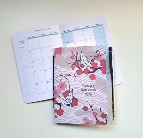 2026 Planner Mensal A6 - Tsurus Rosa