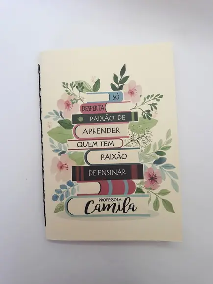 Caderno Personalizado Professor Livros e Flores A5