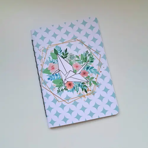 Caderno Tsuru Floral A5 + Adesivos