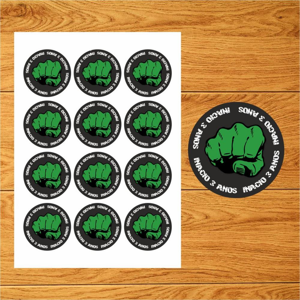 Arquivo Digital A4 - Tag/adesivo Redondo Hulk 6 cm