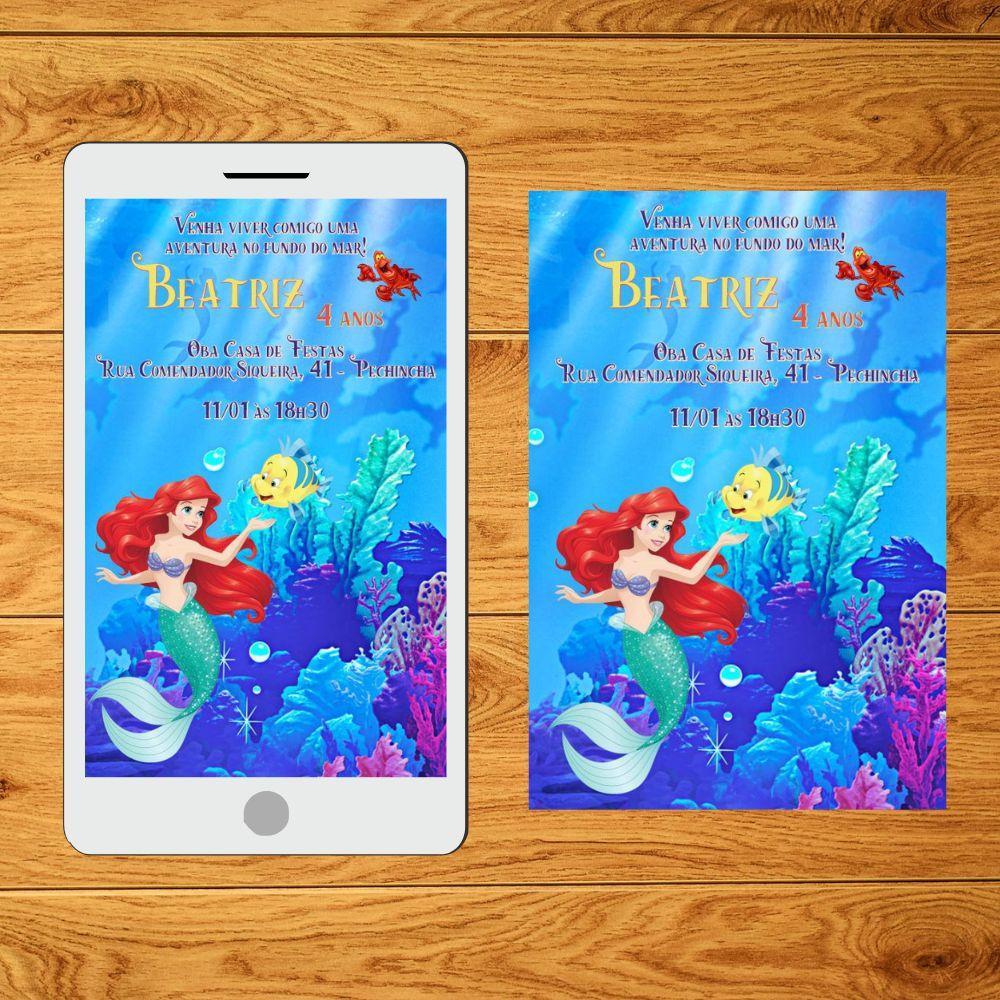 Convite digital de Aniversário Pequena Sereia