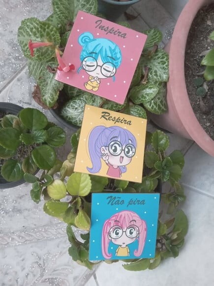 Trio de Porta copos/ ímãs decorativos  Inspira, Respira, Não P