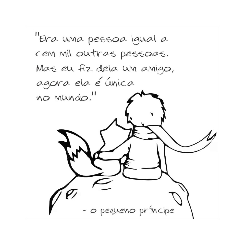 Porta copo/ ímã decorativo Pequeno príncipe preto e branco