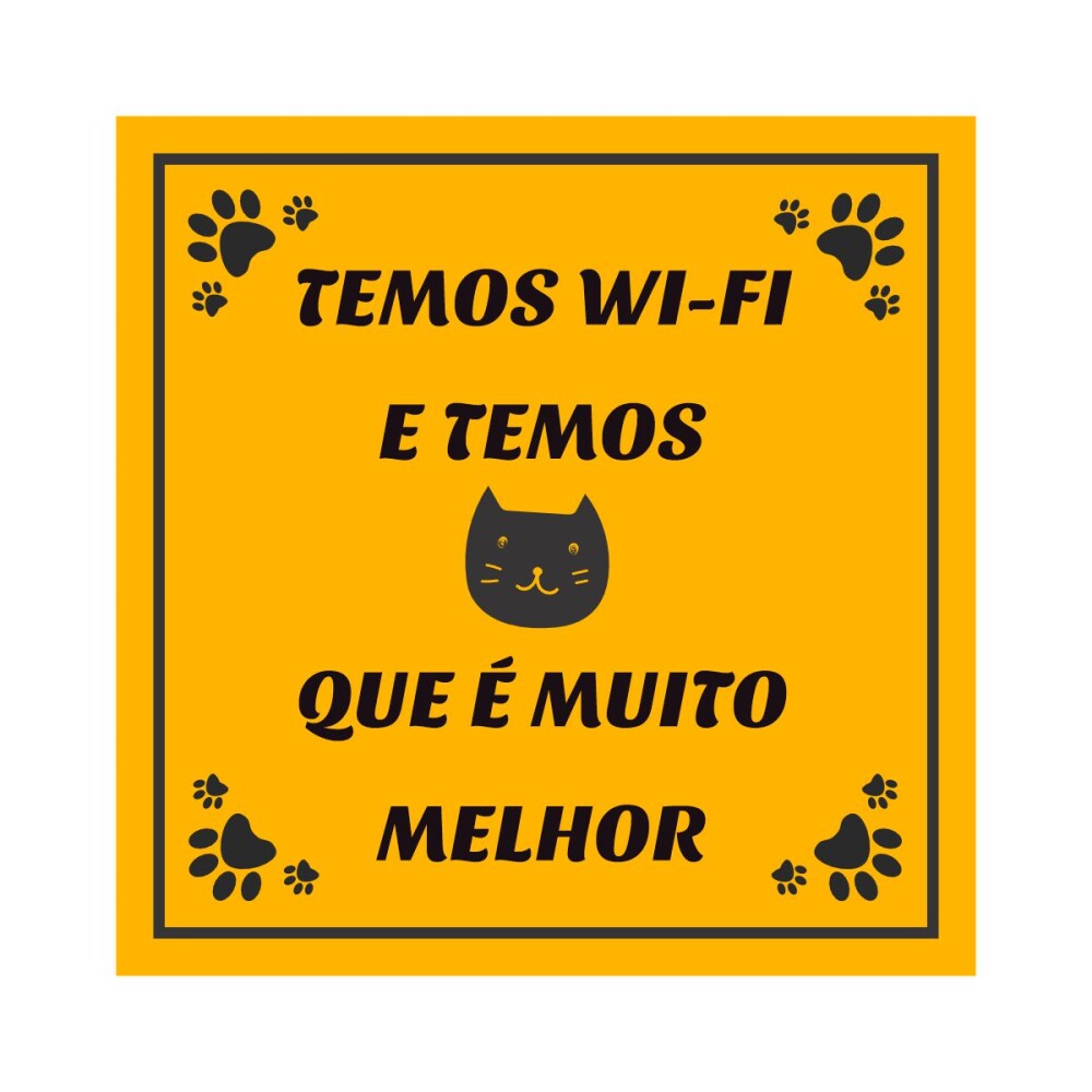 Porta copo/ ímã decorativo Temos Wi-fi e Gato