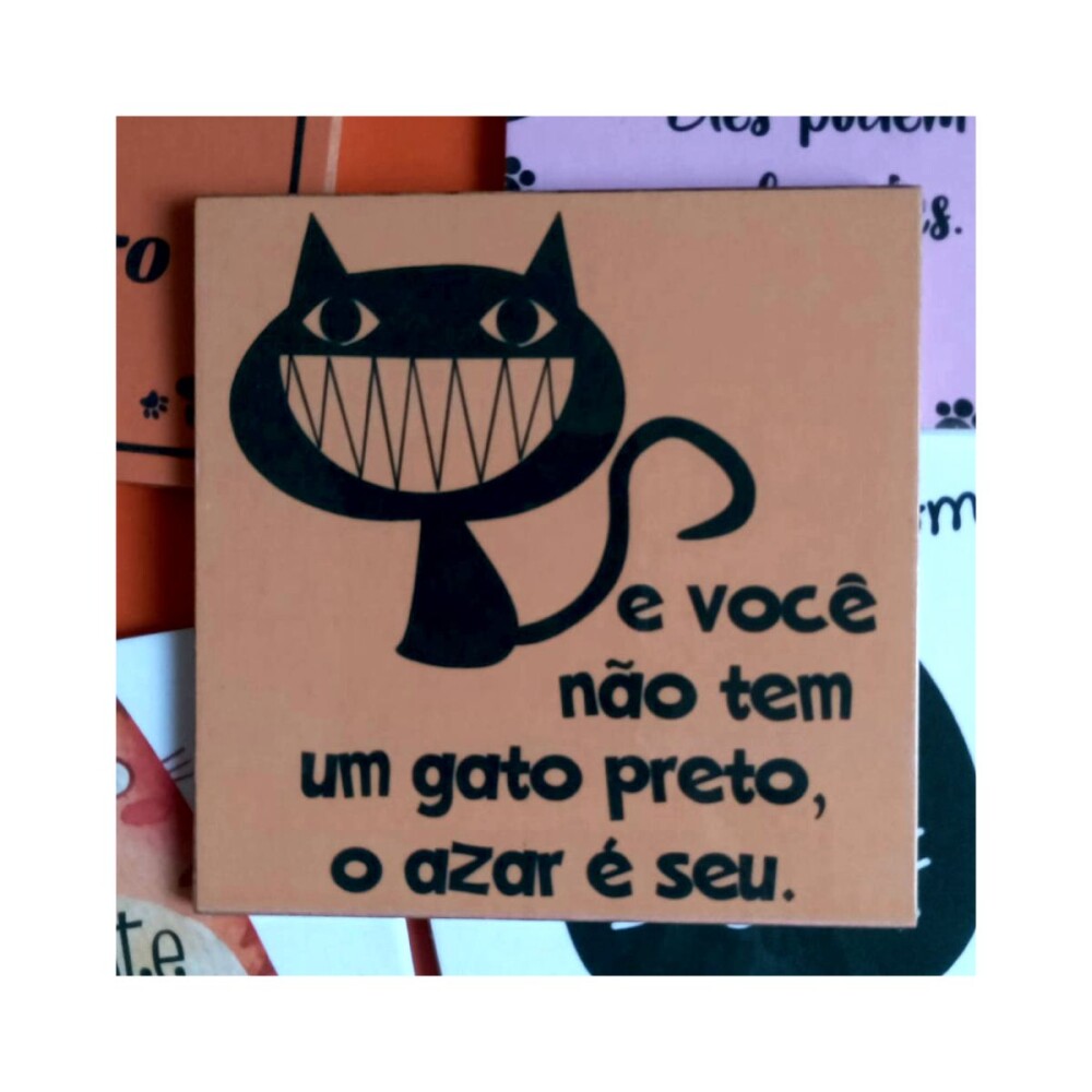 Porta copo/ ímã decorativo Gato preto