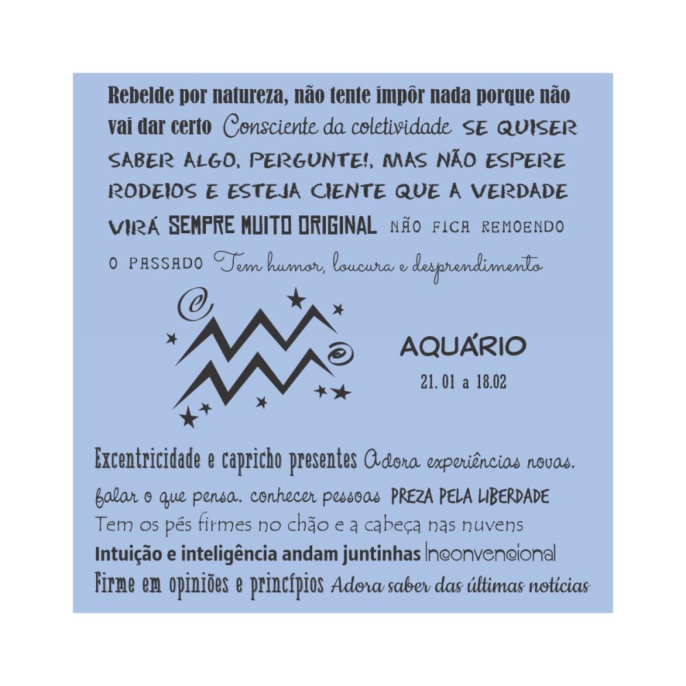 Porta copo/ ímã decorativo Signo Aquário