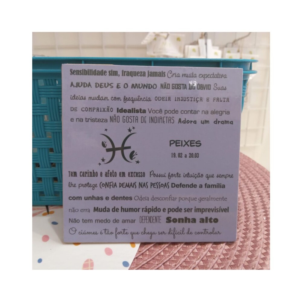 Porta copo/ ímã decorativo Signo Peixes