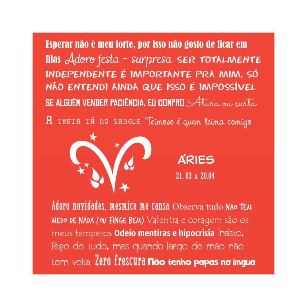 Porta copo/ ímã decorativo Signo Áries