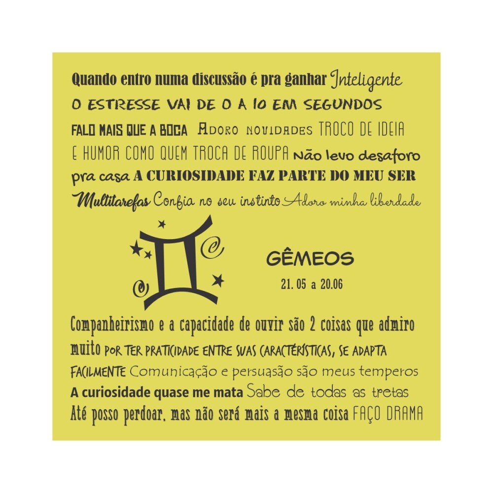 Porta copo/ ímã decorativo Signo Gêmeos