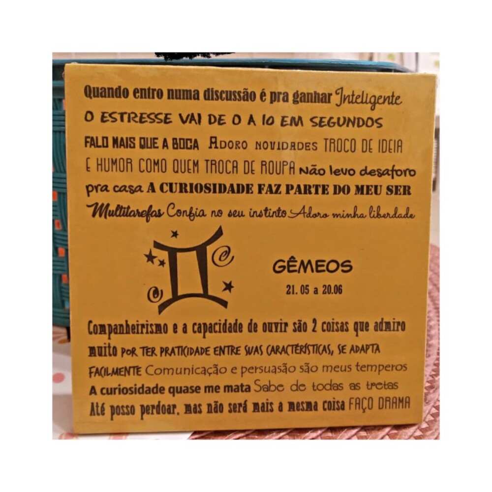 Porta copo/ ímã decorativo Signo Gêmeos