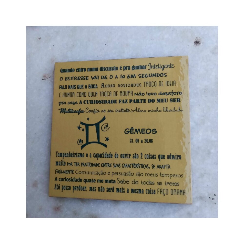 Porta copo/ ímã decorativo Signo Gêmeos