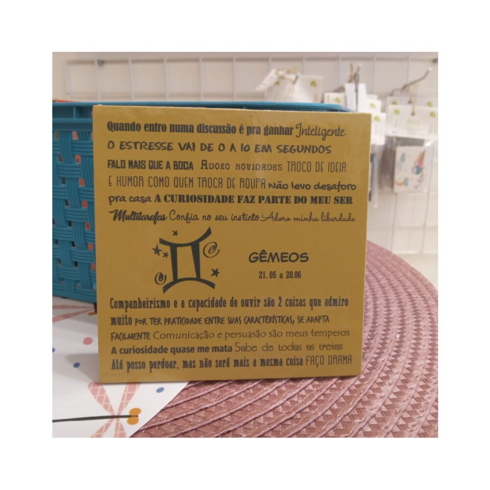 Porta copo/ ímã decorativo Signo Gêmeos