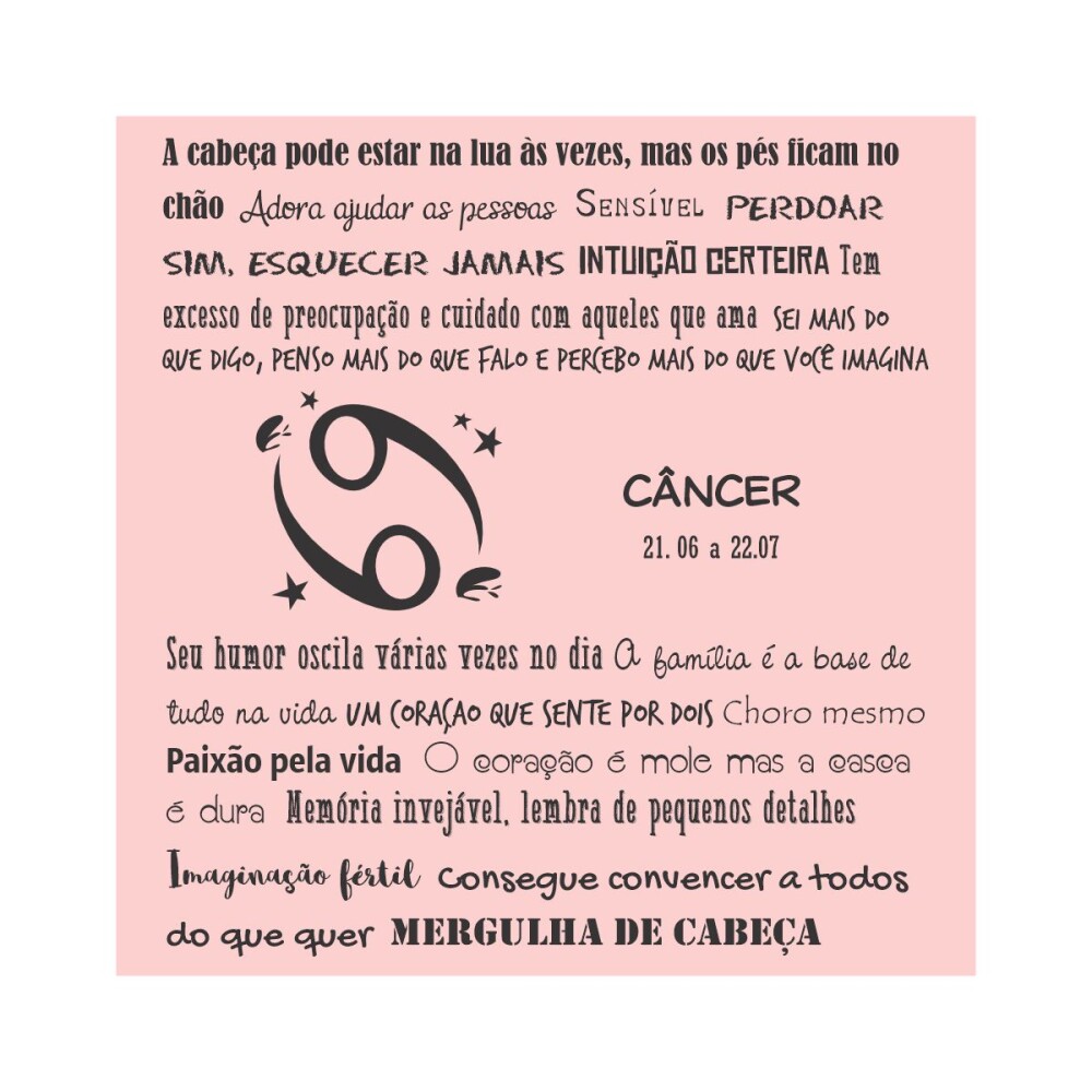 Porta copo/ ímã decorativo Signo Câncer