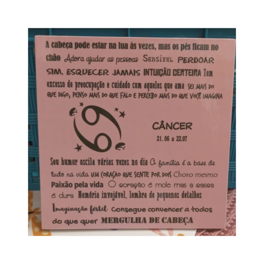 Porta copo/ ímã decorativo Signo Câncer