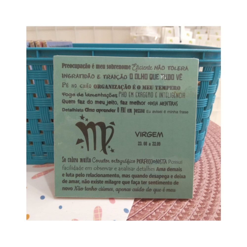 Porta copo/ íma decorativo Signo Virgem