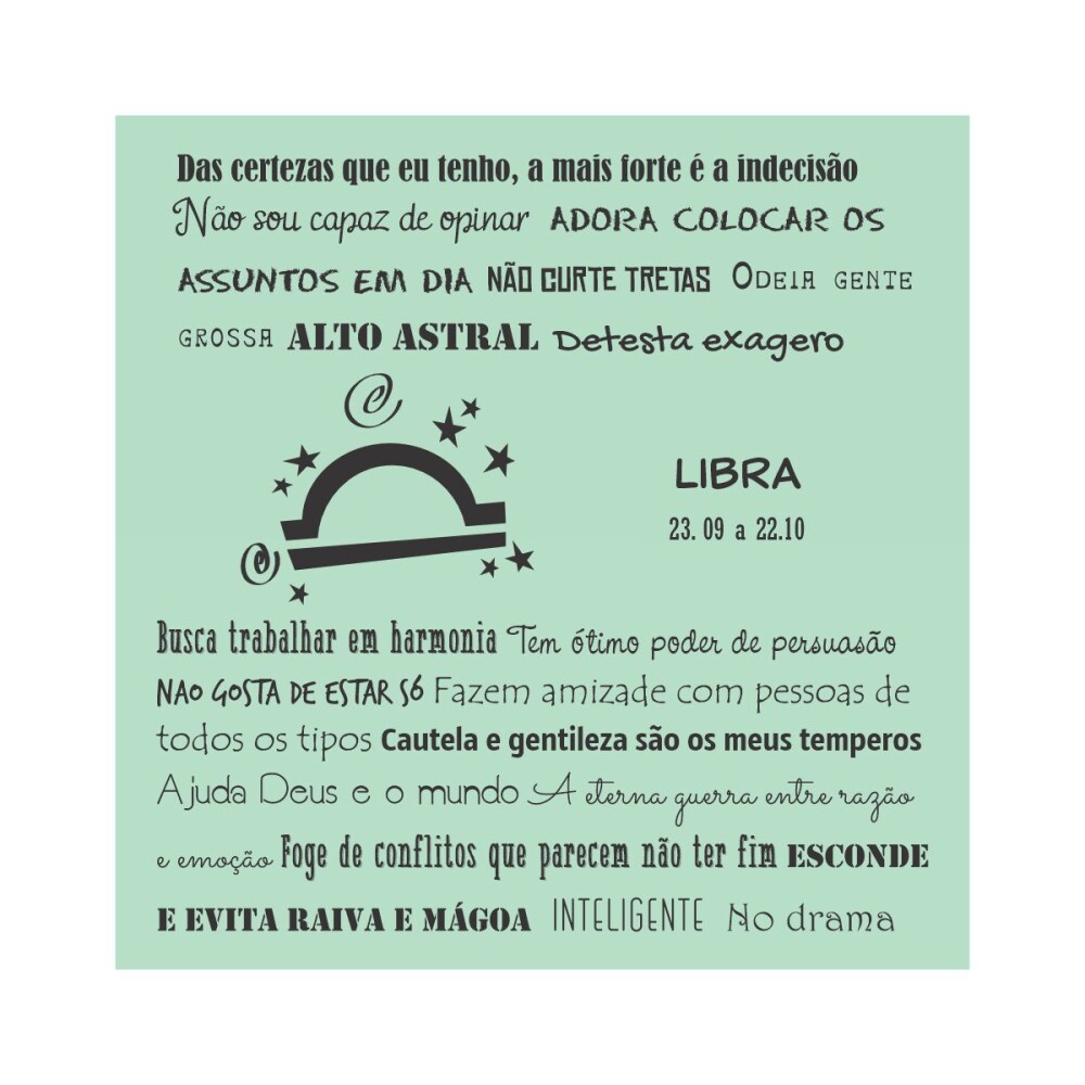 Porta copo/ ímã decorativo Signo Libra