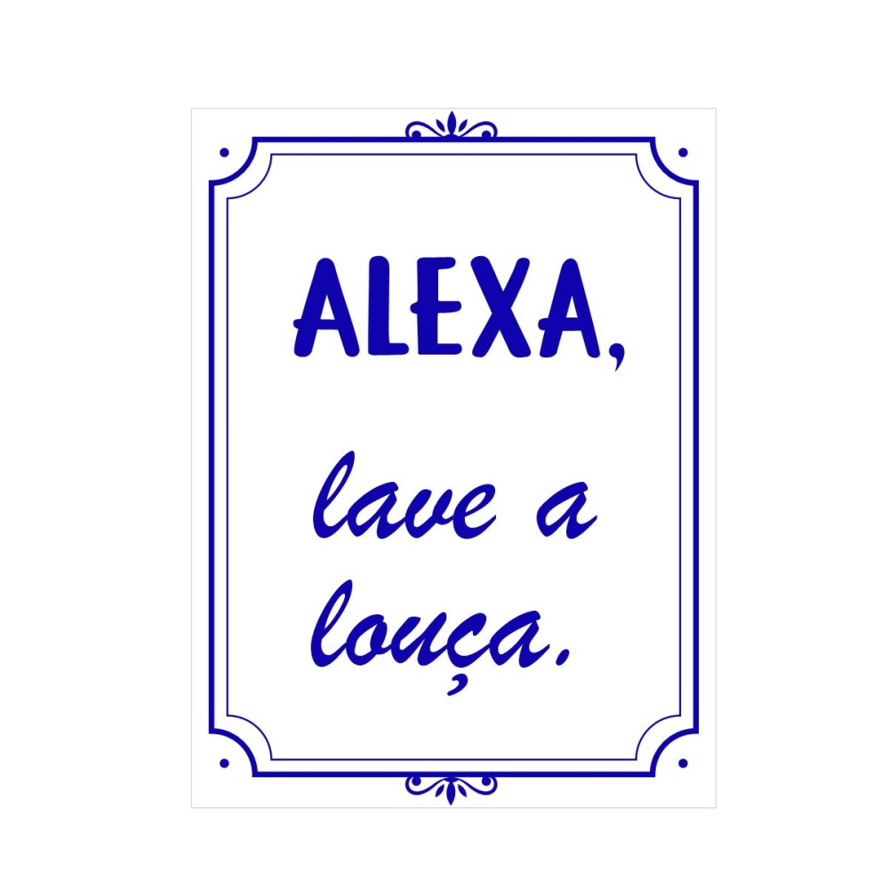 Placa decorativa 15x20 cm Alexa, lave a louça azul