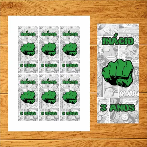 Arquivo digital A4 - Adesivo para copo hulk  5 x 12 cm