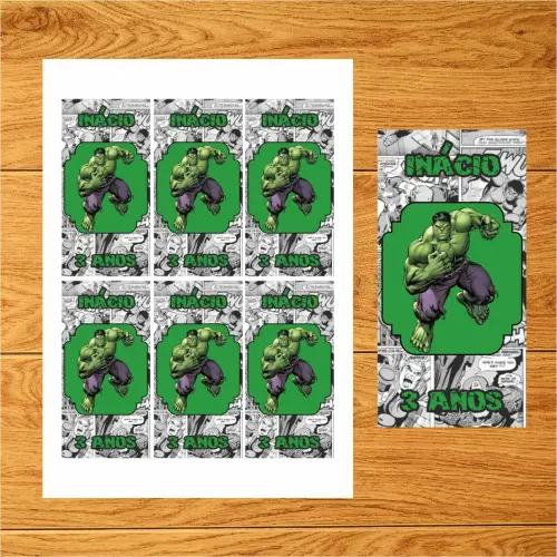 Arquivo digital A4 - Adesivo para copo hulk 6 x 12 cm