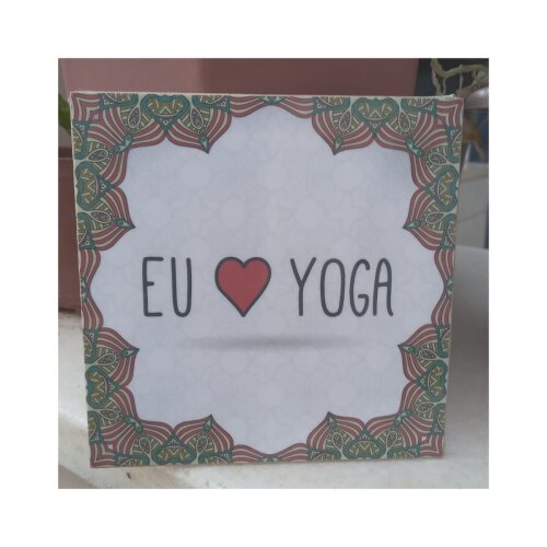 Porta copo/ ímã decorativo Eu Amo Yoga